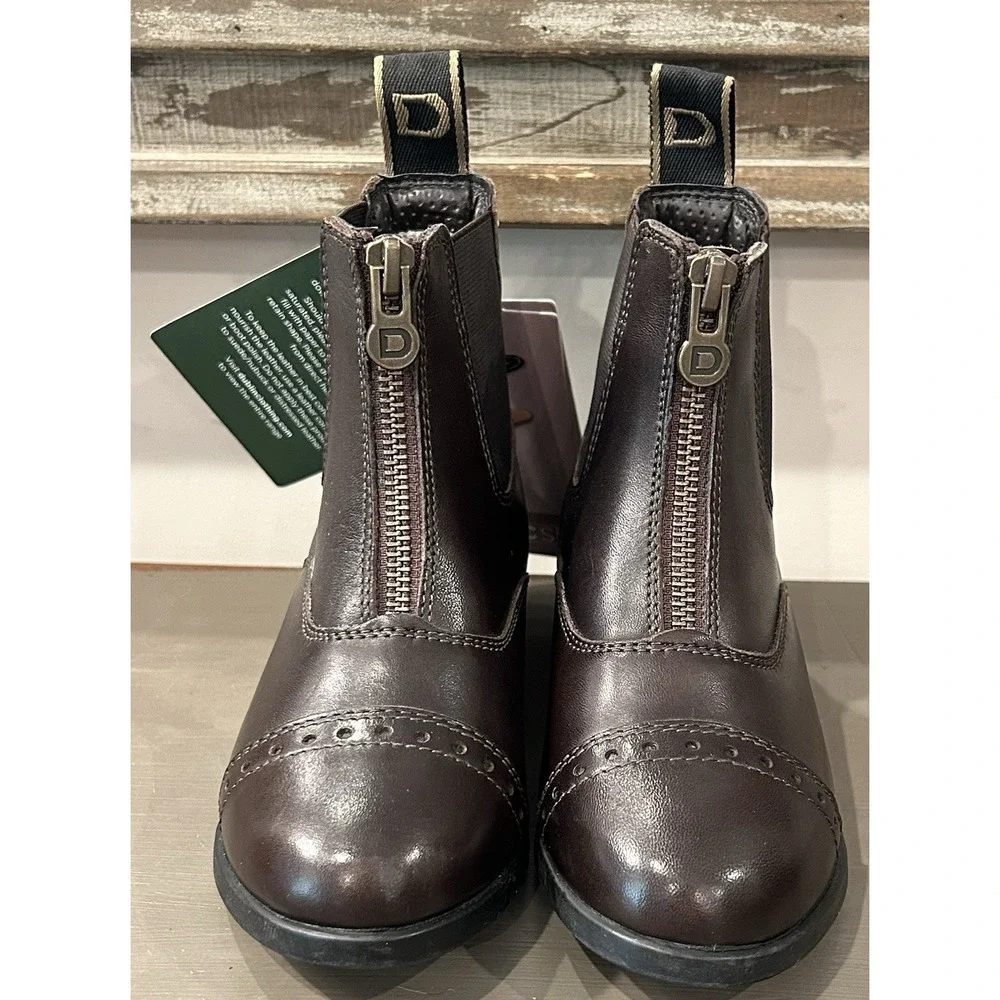 Dublin Kids Foundation Zip Paddock Boots II Brown Leather Equestrian‎ Boot Sz 11